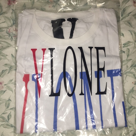 Red white and blue vlone shirt Clearance